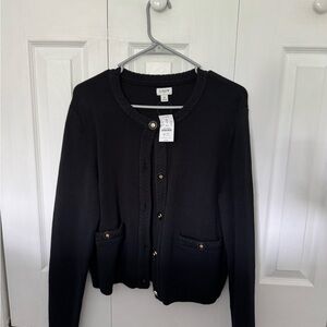 J. Crew Factory Black Cardigan with Gold Accents